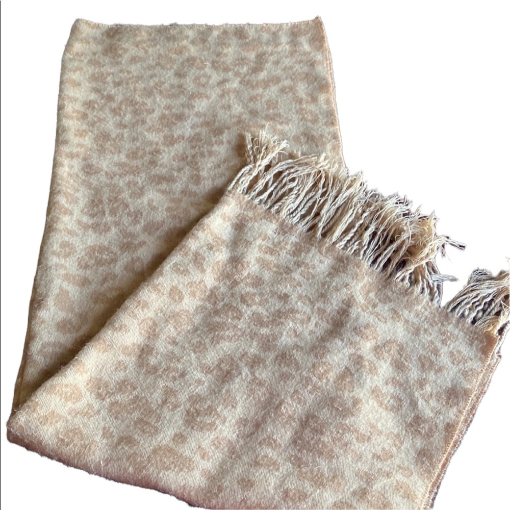 Fringed Animal Print Tan Material